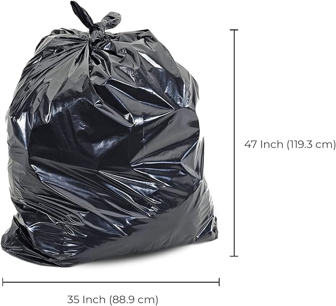 Spartano Black Garbage Bags 35 x 47 Inch (200 Count), Strong Kitchen Garbage Bag for Waste Bin, Multipurpose Trash Bags for Home & Office