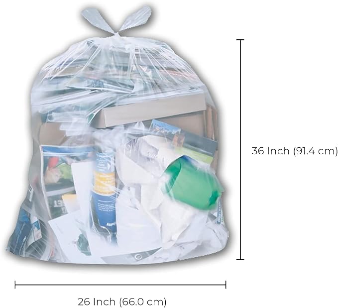 Spartano Clear Garbage Bags 26 x 36 Inch (200 Count), Strong Kitchen Garbage Bag for Waste Bin, Multipurpose Trash Bags for Home & Office