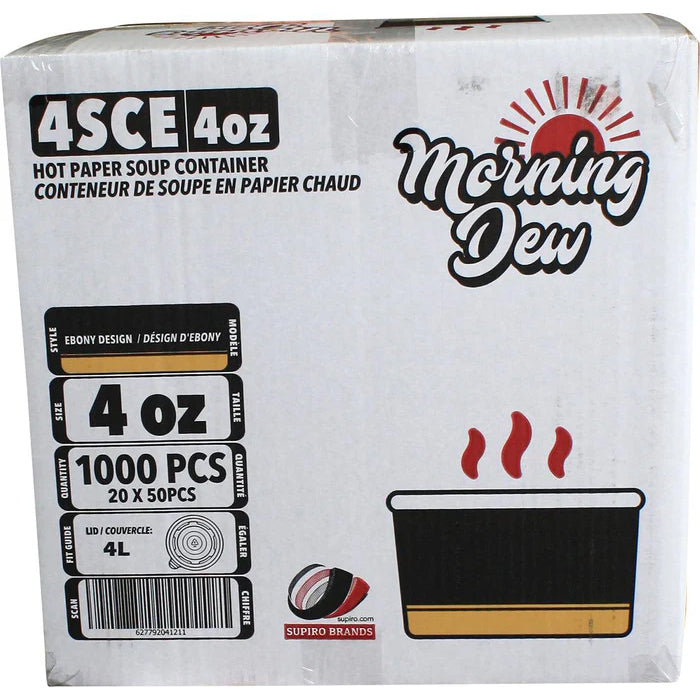 Morning Dew - 4 oz Paper Soup Container - Ebony Print - 4SCE - Eagle Global Solution