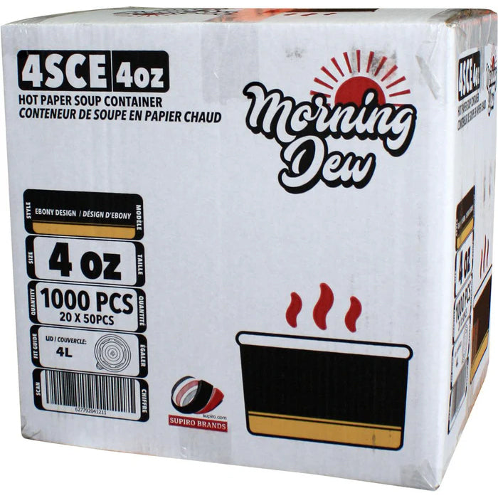 Morning Dew - 4 oz Paper Soup Container - Ebony Print - 4SCE - Eagle Global Solution