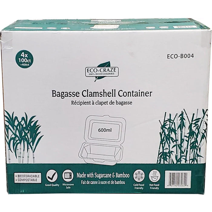Eco-Craze - Bagasse Clamshell 600ml - Eagle Global Solution