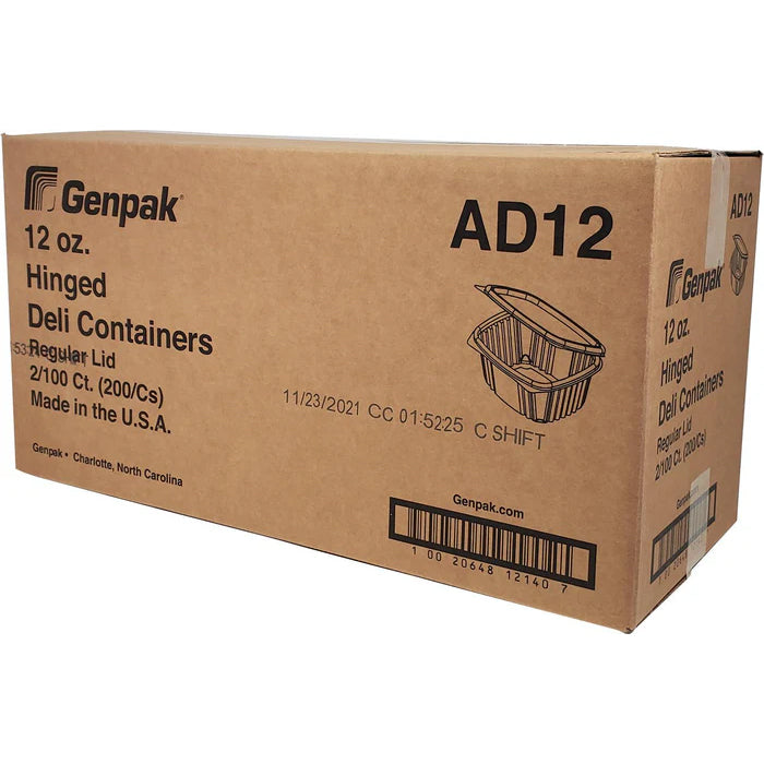 Genpak - Hinged Deli Container - Clear - 12oz - AD12 - Eagle Global Solution