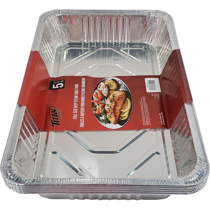 XC - Titan - Foil Full Size Deep Steam Table Pans 5/Pk - Eagle Global Solution