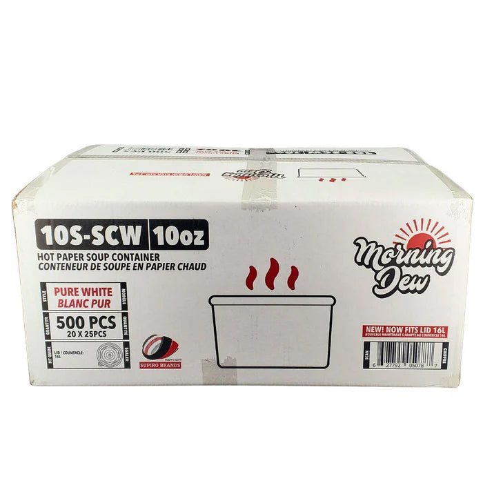 Morning Dew - 10 oz Paper Soup Container - White - 10SCW - Eagle Global Solution