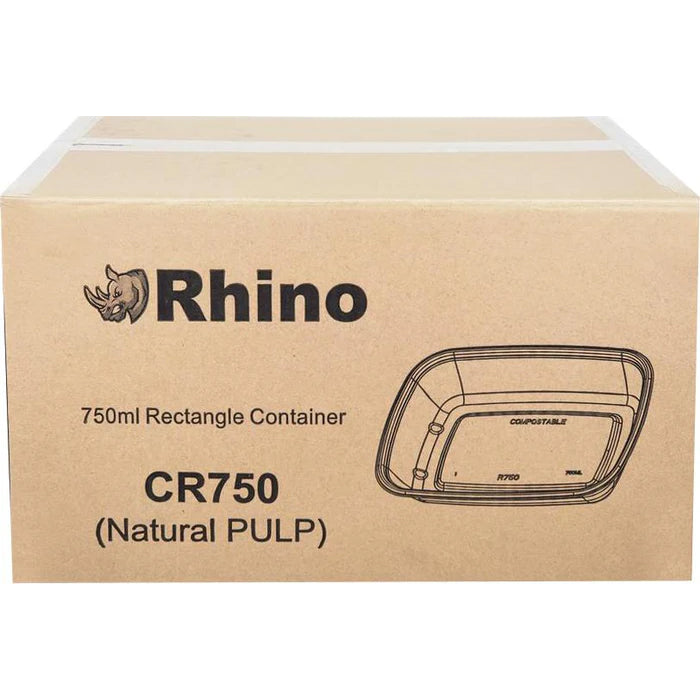 Eco-Craze/Rhino - 750ml Rectangle Natural Pulp Box - CR750 - Eagle Global Solution