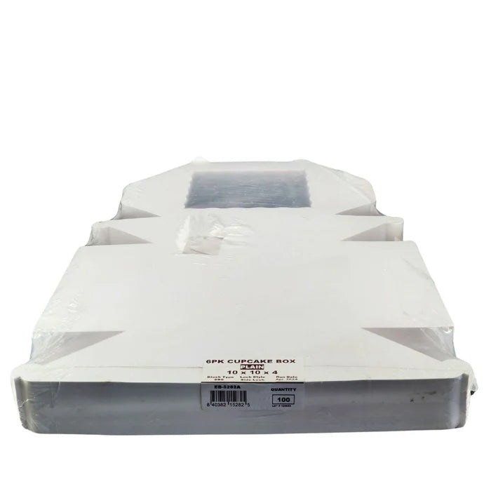EB - 10 x 10 x 4 - 6 Cupcake Box with Window - White - 5282A - Eagle Global Solution