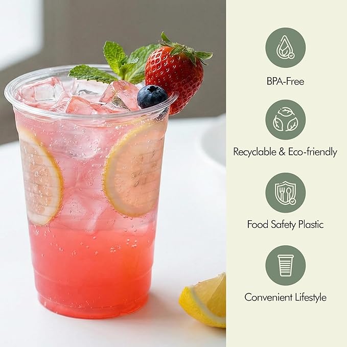 EagleGrip Clear Plastic Cups 9 oz, 500 Count – Disposable Drink Cups for Cold Beverages, Juice, Soda & Water – Strong BPA-Free Crystal Clear Cups for Parties, Catering, Weddings & Food Service