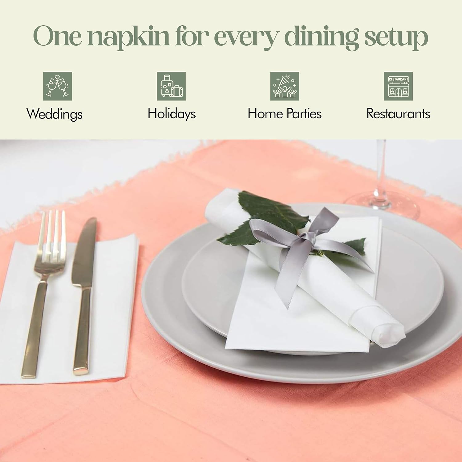 Premium 2-Ply Dinner Napkins – 15” x 16” Large Linen-Feel Disposable Napkins, 300 Count – Soft, Strong, Recycled Material – Restaurant Grade Bulk Napkins for Events, Parties, Catering & Foodservice.