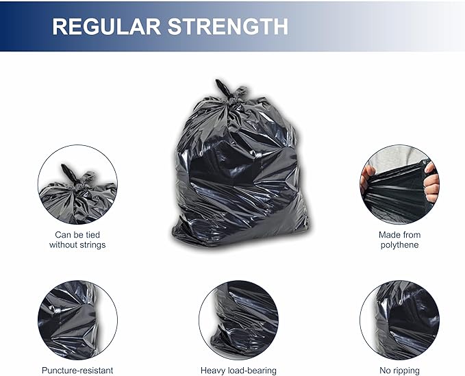 Spartano Black Garbage Bags 24 x 22 Inch (500 Count), Regular Kitchen Trash Bags for Waste Bin, Multipurpose for Home & Office