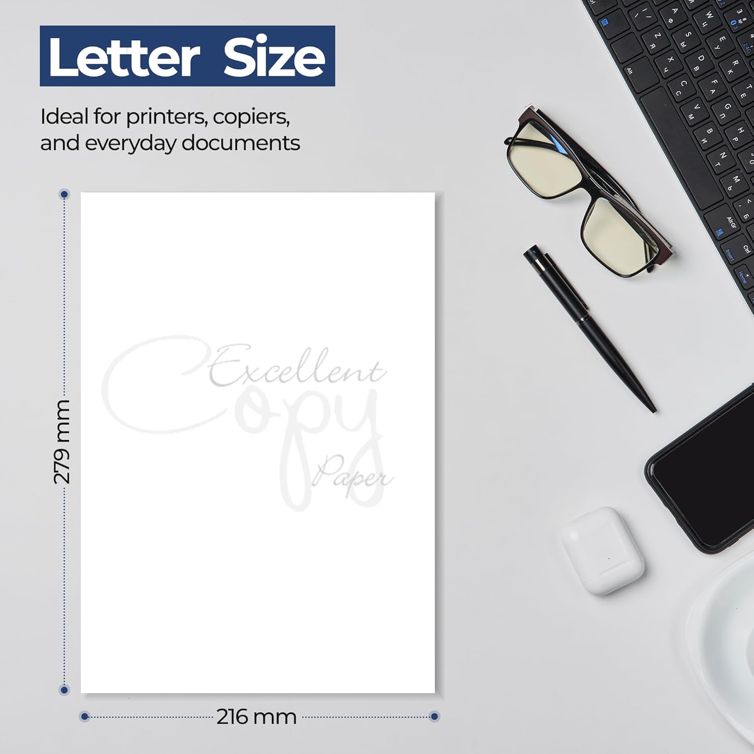 Excellent Copy Paper, 15 lb, Letter Size 8.5” x 11”, 97 Brightness, 1500 Sheets (3 Pack) – 75 GSM Printer Paper for Laser, Inkjet, Copier & Fax – Jam-Free, Smooth Surface, PEFC Certified.