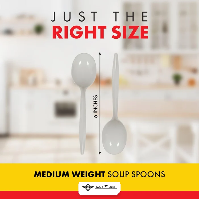 Eagle Grip - Plastic Soup Spoons - White - Bulk - B1004