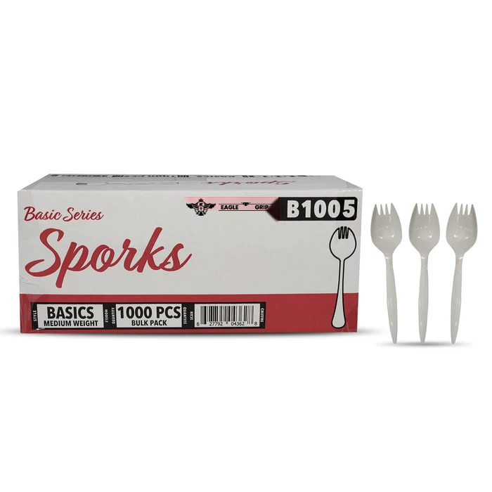 Eagle Grip - Plastic Sporks - White - Bulk - B1005