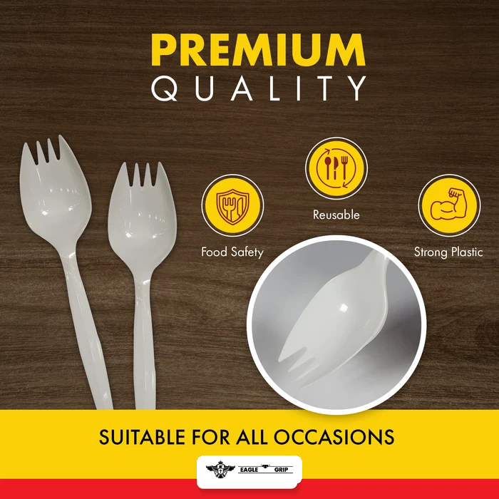 Eagle Grip - Plastic Sporks - White - Bulk - B1005
