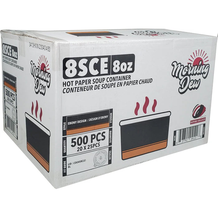 Morning Dew-8 oz Paper Soup Container - Ebony Print - 8SCE - Eagle Global Solution