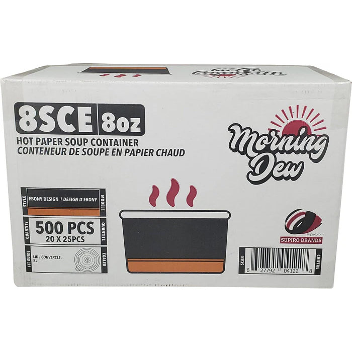 Morning Dew-8 oz Paper Soup Container - Ebony Print - 8SCE - Eagle Global Solution