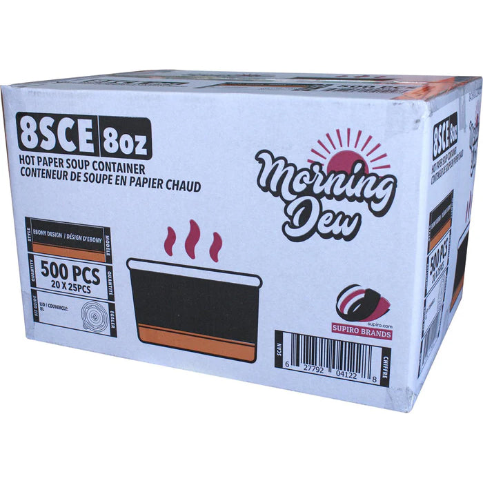 Morning Dew-8 oz Paper Soup Container - Ebony Print - 8SCE - Eagle Global Solution