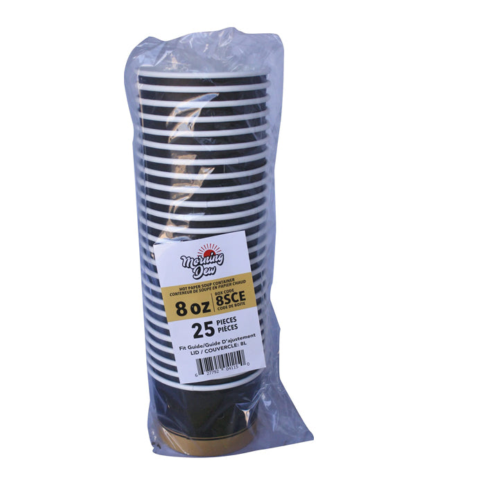 Morning Dew-8 oz Paper Soup Container - Ebony Print - 8SCE - Eagle Global Solution