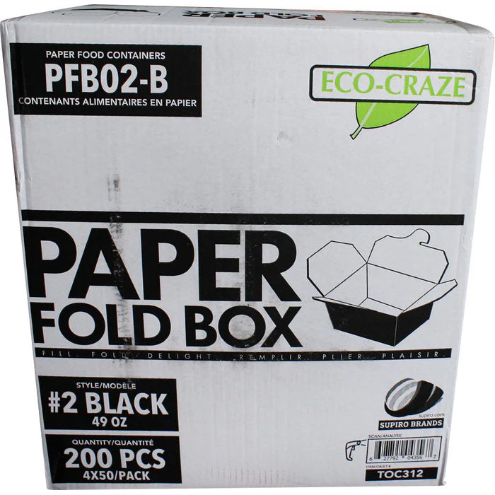 Eco-Craze - #2 Black Paper Fold Box - PFB02-B - Eagle Global Solution