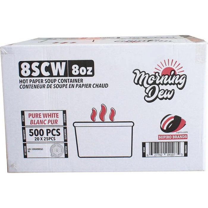 Morning Dew - 8 oz Paper Soup Container - White - 8SCW - Eagle Global Solution