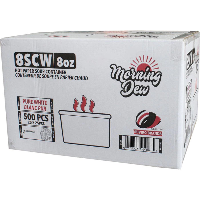 Morning Dew - 8 oz Paper Soup Container - White - 8SCW - Eagle Global Solution