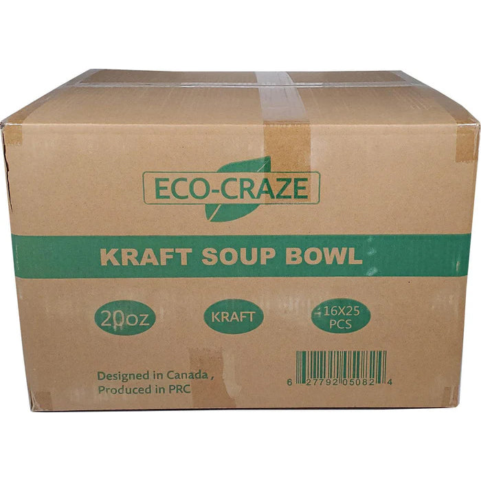 Eco-Craze - 20oz Paper Soup Bowl - Kraft - Eagle Global Solution