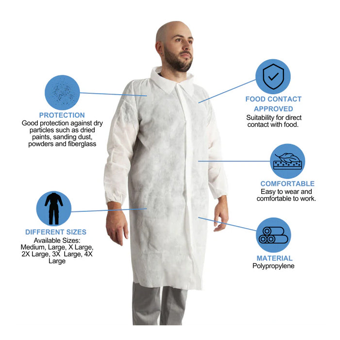 Polypropylene Labcoats, 50 / Case - Eagle Global Solution