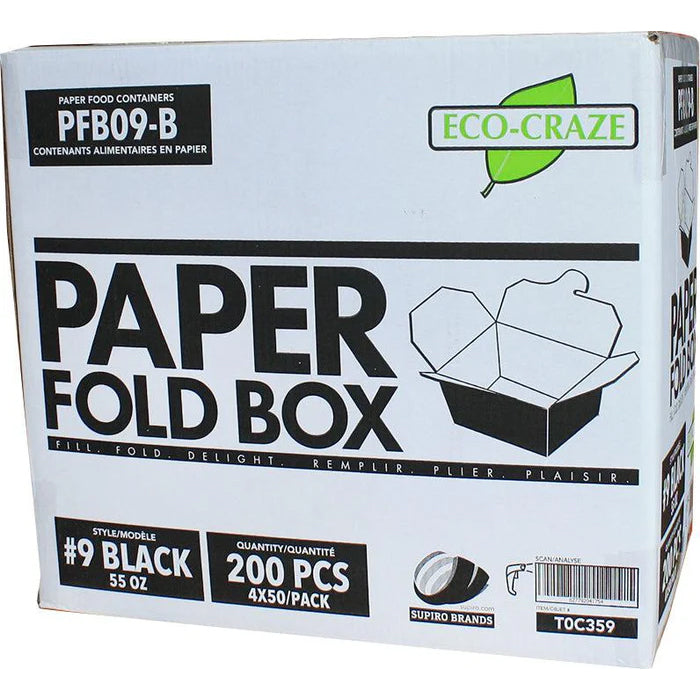 Eco-Craze - #9 Black Paper Fold Box - PFB09-B - Eagle Global Solution