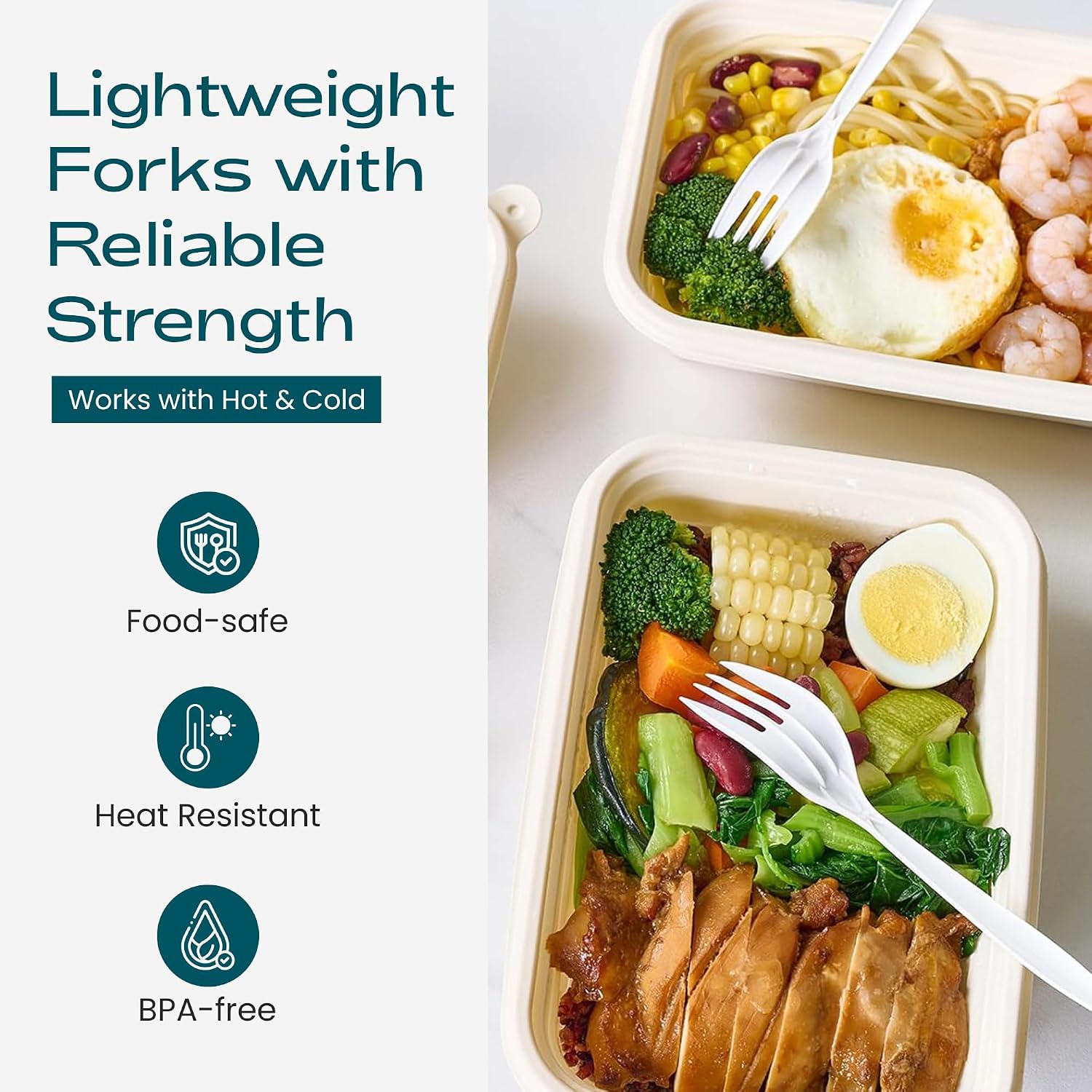 EagleGrip Disposable White Plastic Forks, 1000 Count – Lightweight, Strong Cutlery for Parties, Catering, Everyday Meals, Events & Food Service – Clean White Color, Bulk Value Pack