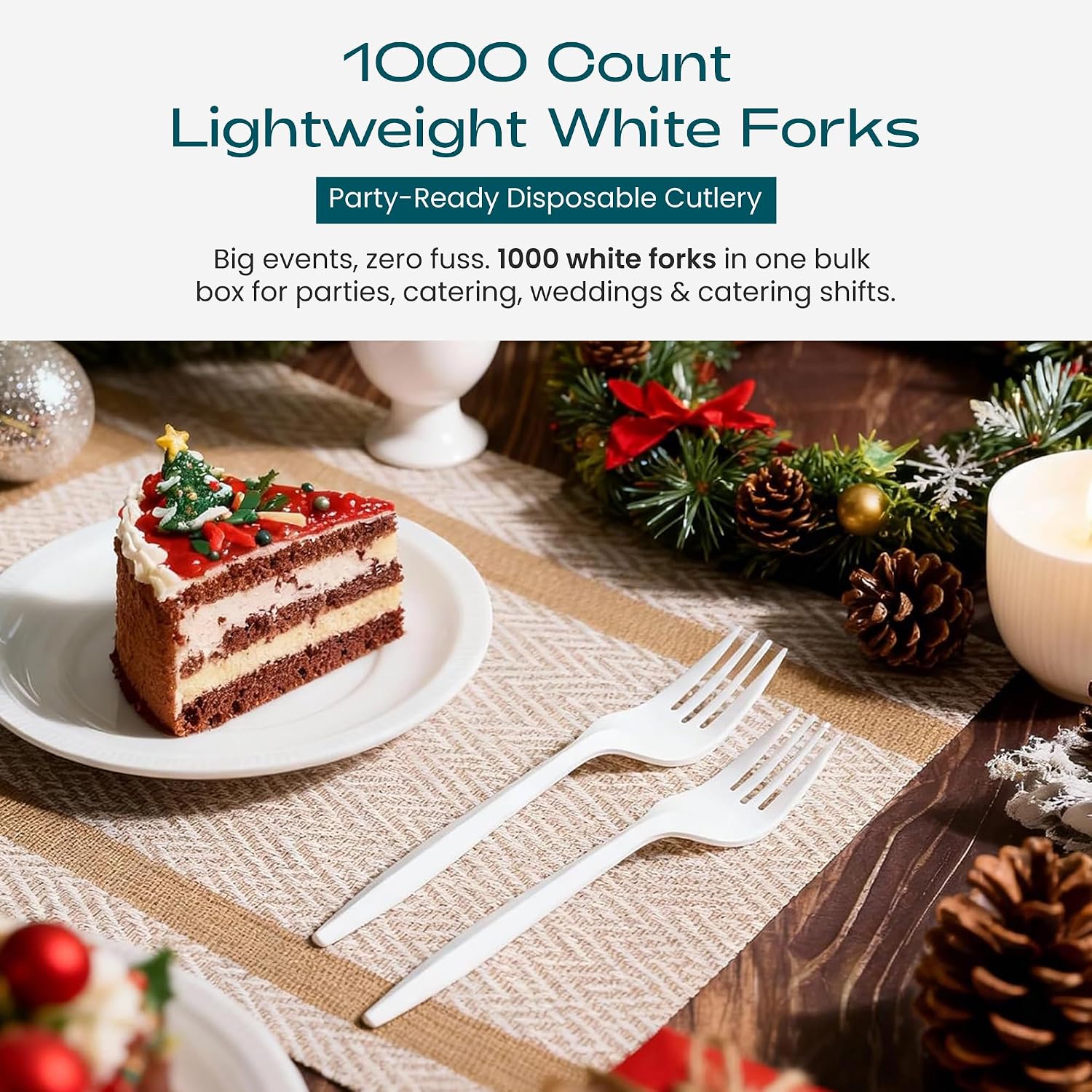 EagleGrip Disposable White Plastic Forks, 1000 Count – Lightweight, Strong Cutlery for Parties, Catering, Everyday Meals, Events & Food Service – Clean White Color, Bulk Value Pack