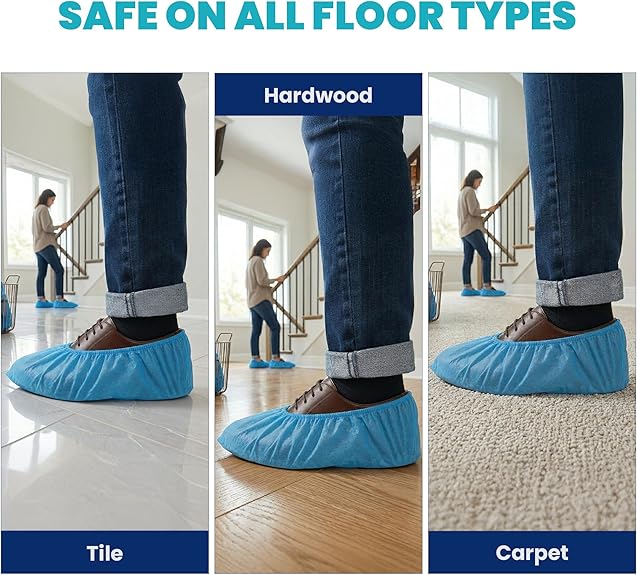 Shoe Covers Disposable - 200 Pack Blue