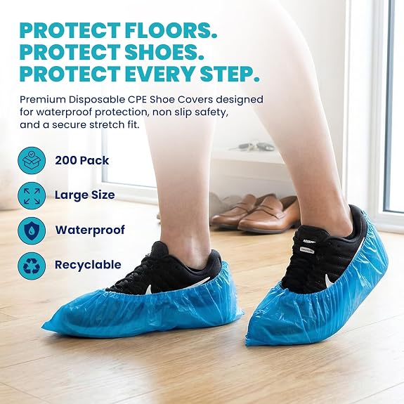 Shoe Covers Disposable - 200 Pack Blue