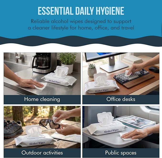 50 Wipes, 3 Packs Eagle Grip Disinfectant Wet Wipes 75% Alcohol - All-Purpose Sanitizing Wipes, Quick-Drying, Non-Sticky, Safe for Skin, Unscented Cleaning Wipes for Hands & Surfaces
