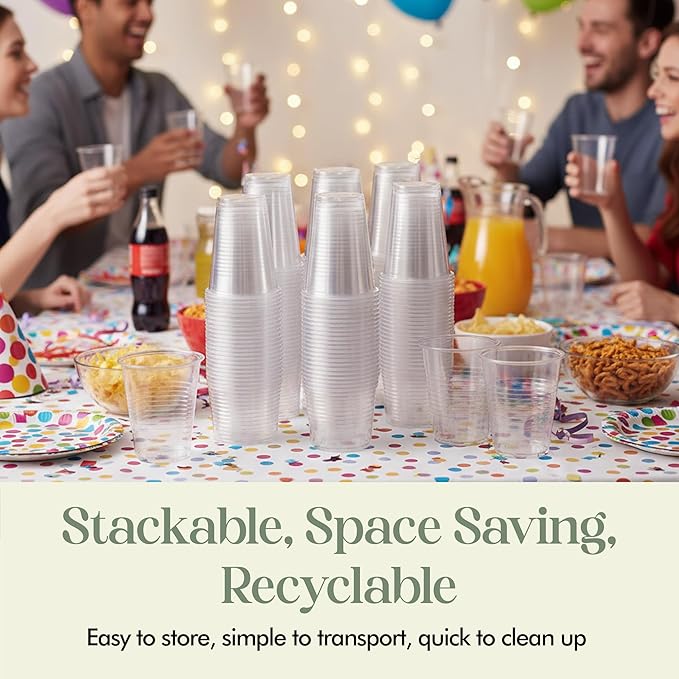 EagleGrip Clear Plastic Cups 9 oz, 500 Count – Disposable Drink Cups for Cold Beverages, Juice, Soda & Water – Strong BPA-Free Crystal Clear Cups for Parties, Catering, Weddings & Food Service