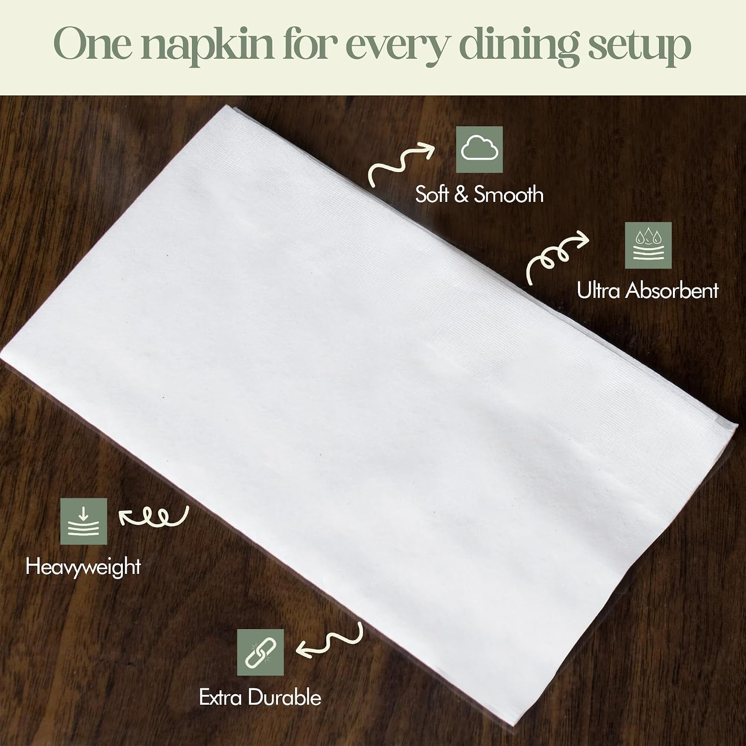 Premium 2-Ply Dinner Napkins – 15” x 16” Large Linen-Feel Disposable Napkins, 300 Count – Soft, Strong, Recycled Material – Restaurant Grade Bulk Napkins for Events, Parties, Catering & Foodservice.