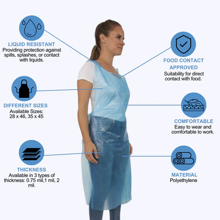 Blue Disposable Poly Aprons - Eagle Global Solution