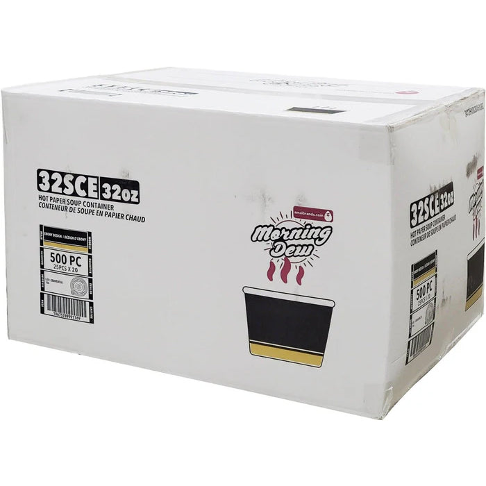 Morning Dew - 32 oz Paper Soup Container - Ebony Print - 32SCE - Eagle Global Solution