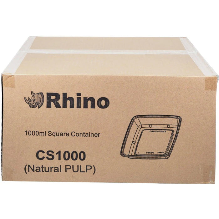 Eco-Craze/Rhino - 1000ml Square Natural Pulp Box - CS1000 - Eagle Global Solution