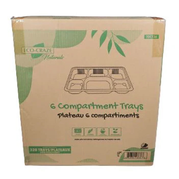 Eco-Craze - Corn Starch - Rectangular Cont./Thali - 6 Comp - Eagle Global Solution