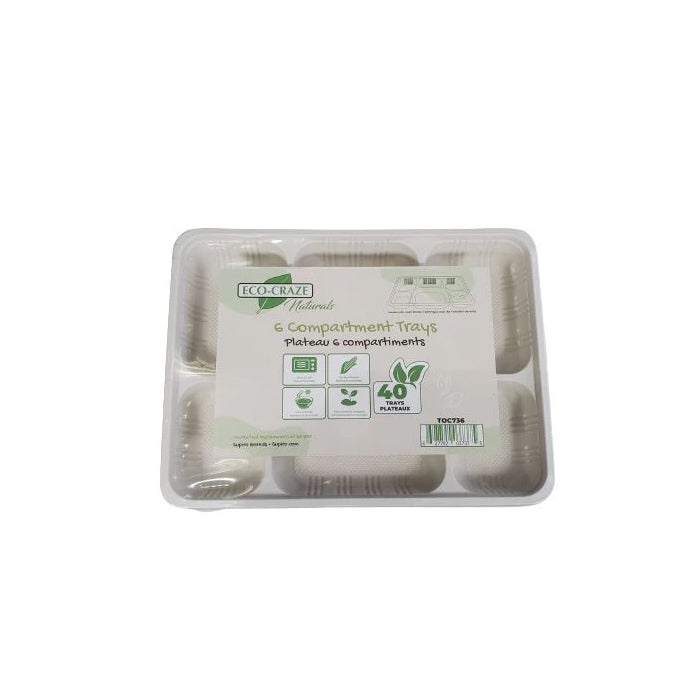 Eco-Craze - Corn Starch - Rectangular Cont./Thali - 6 Comp - Eagle Global Solution