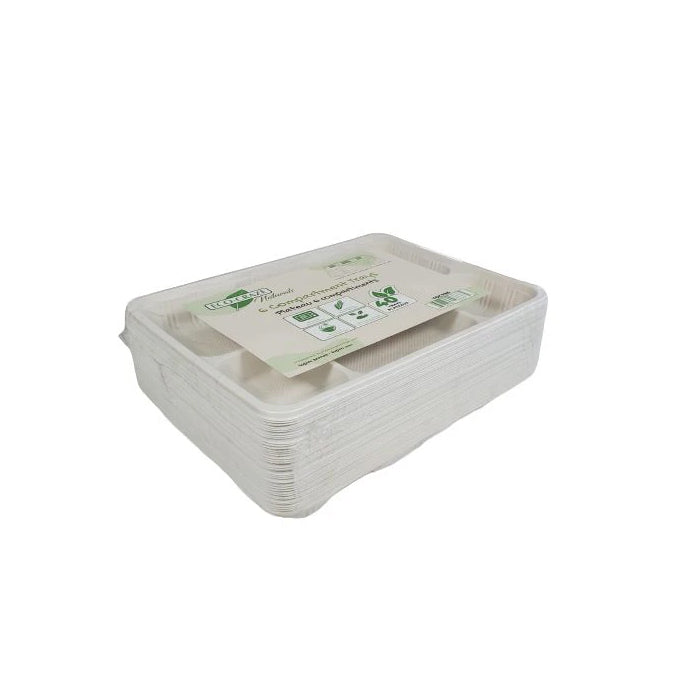 Eco-Craze - Corn Starch - Rectangular Cont./Thali - 6 Comp - Eagle Global Solution