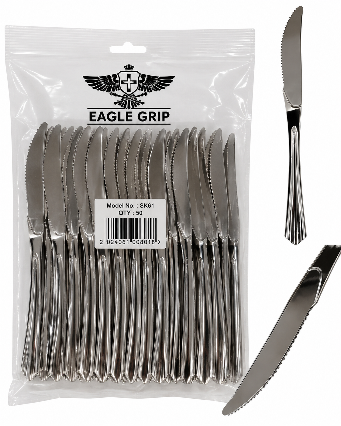 Eagle Grip - Plastic Knife - SILVER - 20.4cm - SK72