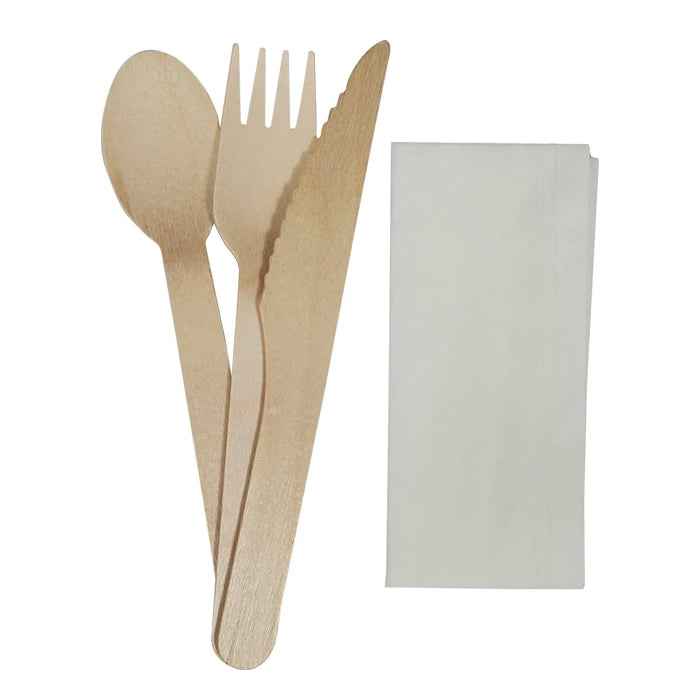 Eco-Craze - Wrapped 6pc Wooden Cutlery Kit (F/K/S/N/S/P)