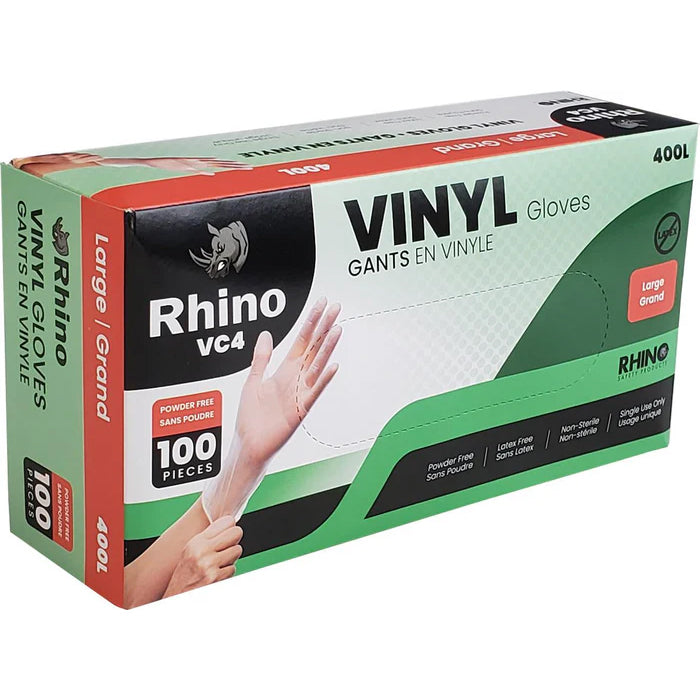 Rhino - VC4 - Clear Vinyl Gloves - Large - 400L - Eagle Global Solution