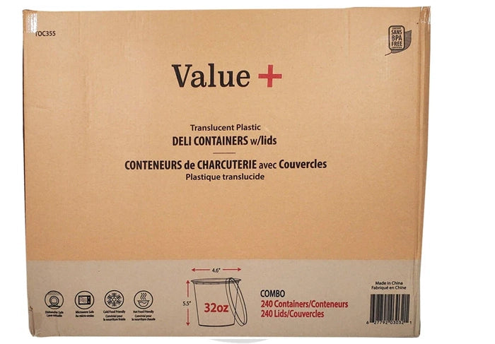 Value+ - 32oz Round Deli Container w/Lids - Eagle Global Solution