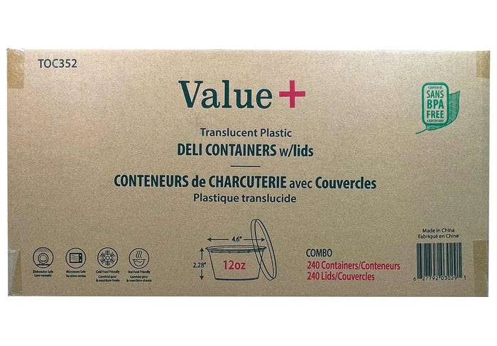 Value+ - 12oz Round Deli Container w/Lids - Eagle Global Solution