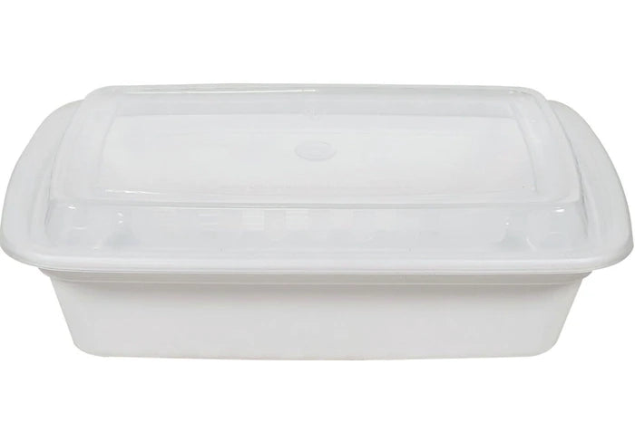 Value+ - 28oz Rectangle White Plastic Container - Eagle Global Solution