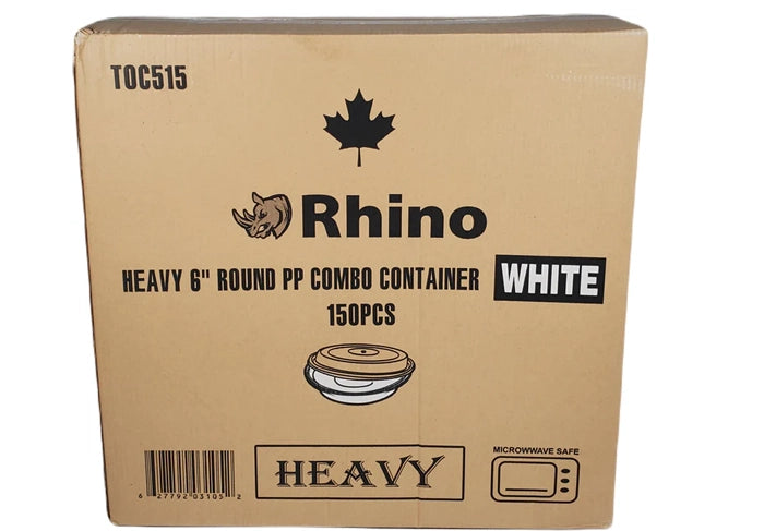 Rhino - Heavy 6" Round PP Combo Container - White - Eagle Global Solution
