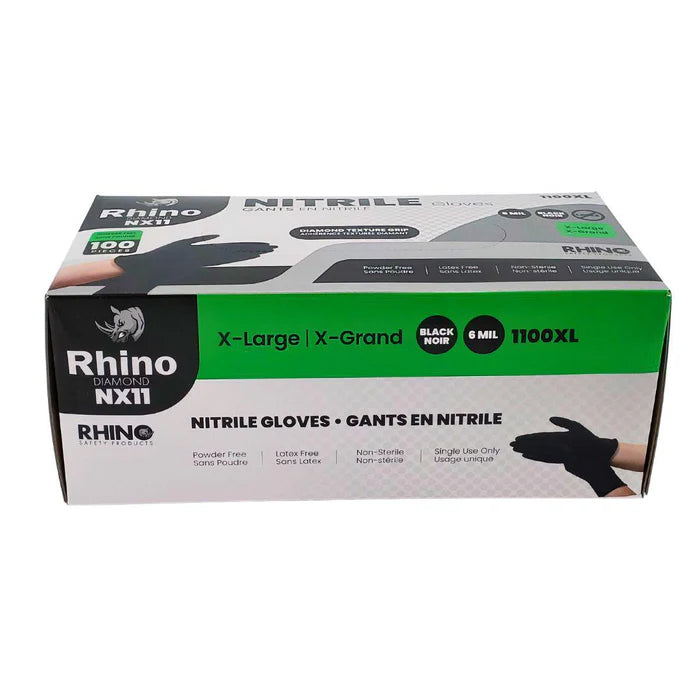 Rhino - NX11 - Black Nitrile Gloves - Diamond - 6mil - Extra Large - 1100XL - Eagle Global Solution