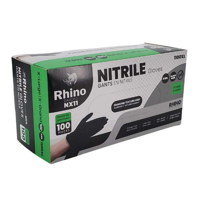 Rhino - NX11 - Black Nitrile Gloves - Diamond - 6mil - Extra Large - 1100XL - Eagle Global Solution