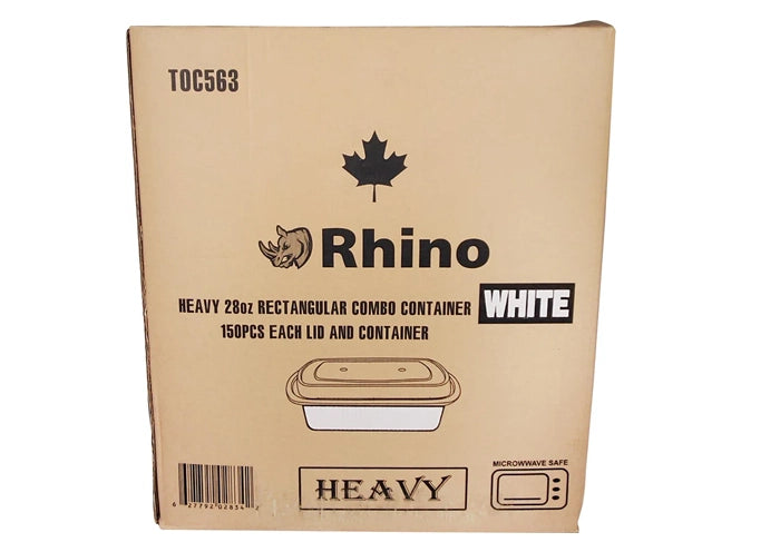 Rhino - Heavy 28Oz Rectangular Combo Container - White - Eagle Global Solution